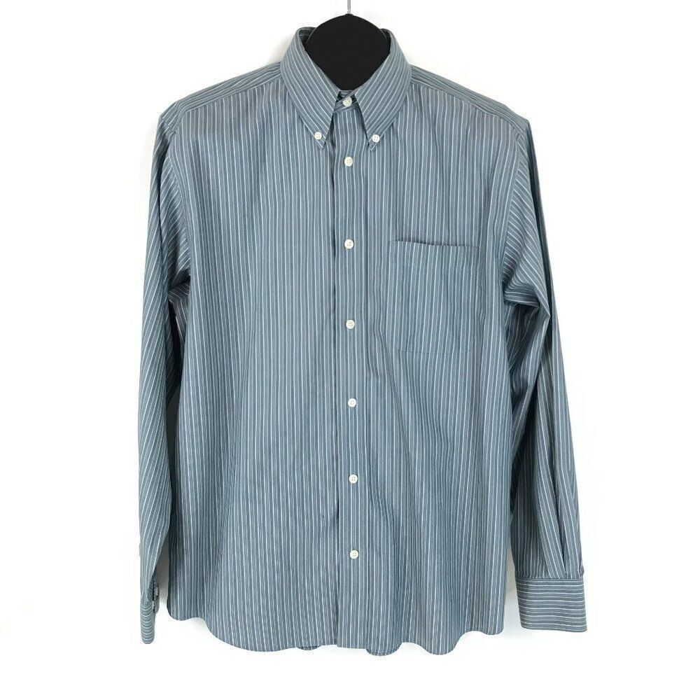 Eddie Bauer Relaxed Fit Button Down Shirt Men's Medium Striped 100% Cotton Woven